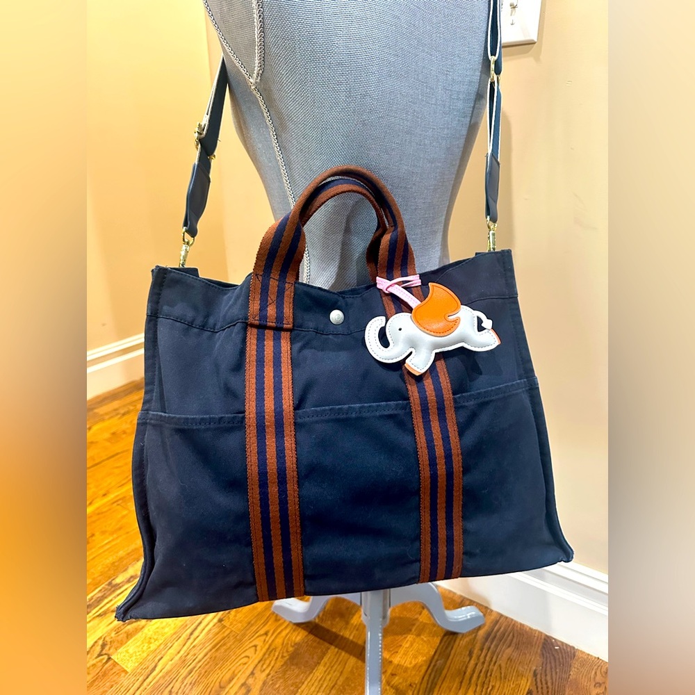 Hermes Navy and Brown Tote Bag